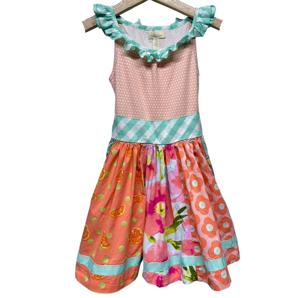 Matilda Jane Truffle Pudding Girls‎ Size 4 Twirl Ruffle Pink Floral Colorful